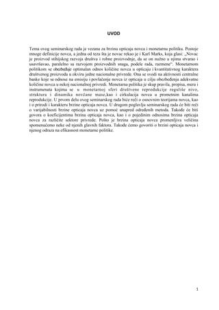 Brzina opticaja novca