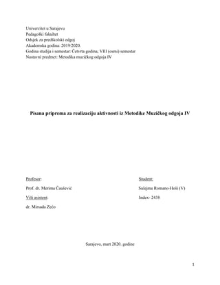 Pisana priprema- Slušanje muzike: Petar Iljč Čajkovski- „Valcer cvijeća“ odlomak iz baleta „KRCKO ORAŠČIĆ“