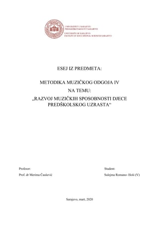 Razvoj muzičkih sposobnosti dece predškolskog uzrasta