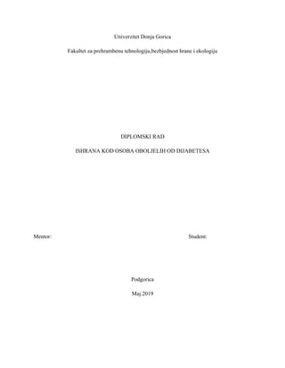 Ishrana kod osoba oboljeih od dijabetesa