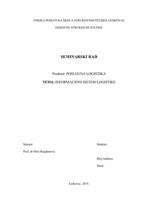 Informacioni sistem logistike