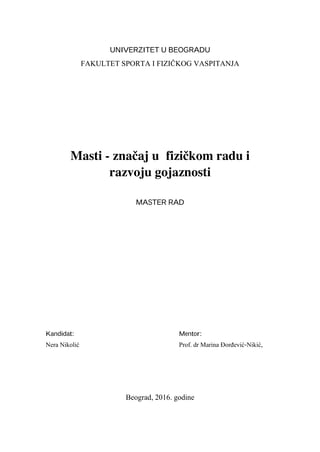 Masti – značaj u fizičkom radu i razvoju gojaznosti