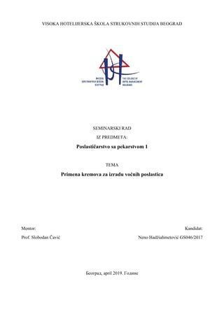 Primena kremova za izradu voćnih poslastica