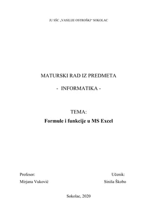 Formule i funkcije u MS Excel-u