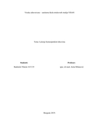 Lečenje homeopatskim lekovima