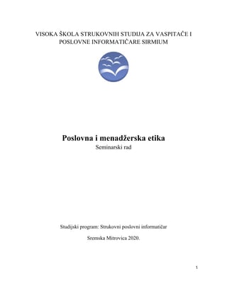 Poslovna i menadžerska etika