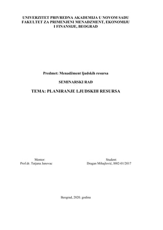 Planiranje ljudskih resursa