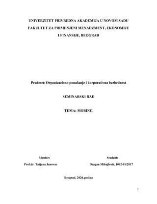 Mobing: psihološko zlostavljanje na radnom mestu