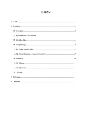 Dekubitus: etiologija, klinička slika, prevencija i lečenje