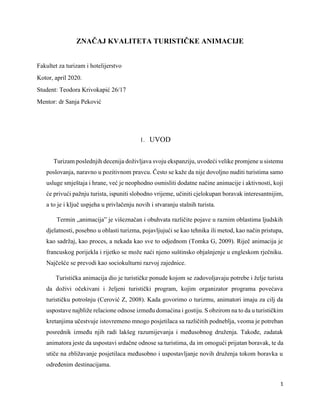 Turističko vođenje i animacija