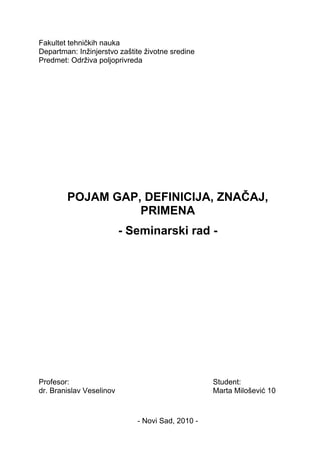Pojam GAP, definicija, značaj, primena