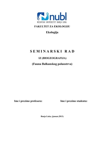 Fauna balkanskog poluostrva