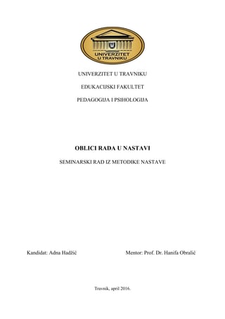 Oblici rada u nastavi