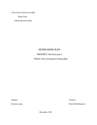 Faze izvršenja krivičnog djela