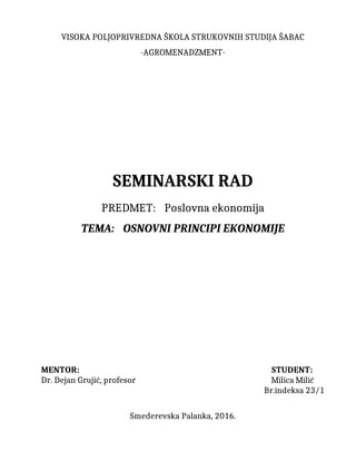 Osnovni principi ekonomije