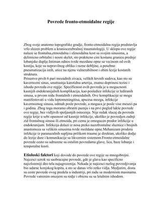 Povrede fronto-etmoidalne regije