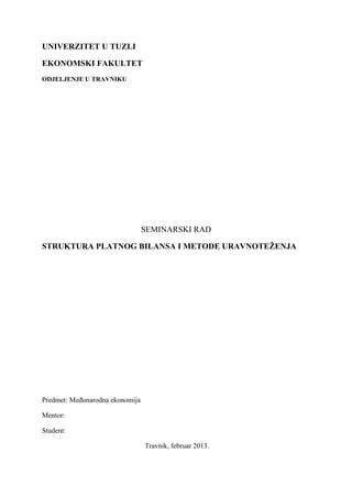 Struktura platnog bilansa i metode uravnoteženja