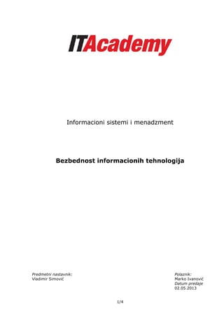 Bezbednost informacionih tehnologija