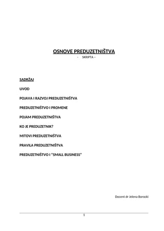 Osnove  preduzetništva