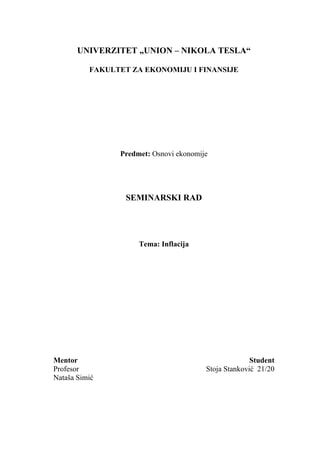 Pojam i vrste inflacije