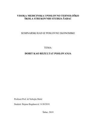 Dobit kao rezultat poslovanja