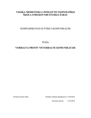 Verbalna naspram neverbalne komunikacije