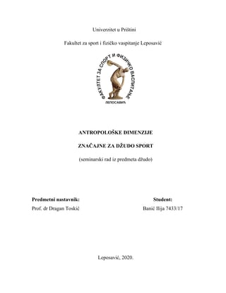 Antropološke dimenzije značajne za džudo sport