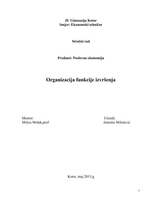 Organizacija funkcije izvršenja