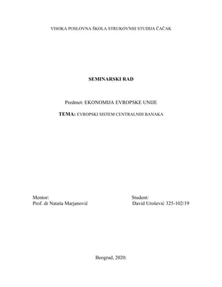 Evropski sistem centralnih banaka