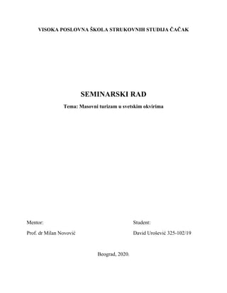 Masovni turizam u svetskim okvirima