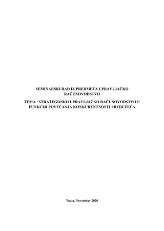 Strateško upravljačko računovodstvo u funkciji povećanja konkurentnosti preduzeća