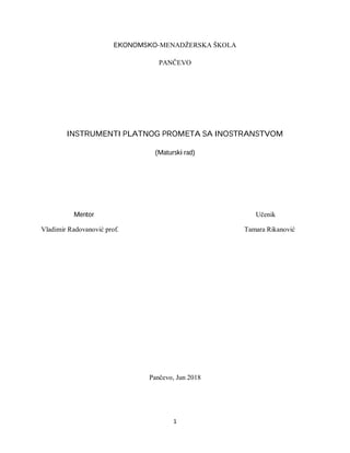 Instrumenti platnog prometa sa inostranstvom