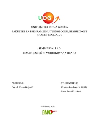Genetički modifikovana hrana