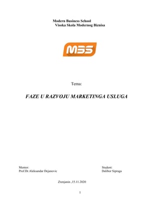 Faze u razvoju marketing usluga