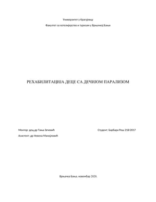 Rehabilitacija dece sa dečijom paralizom