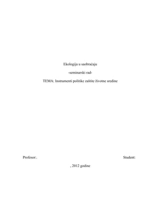 Instrumenti politike zaštite životne sredine