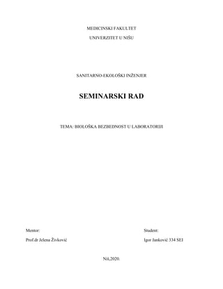 Biološka bezbednost u laboratoriji