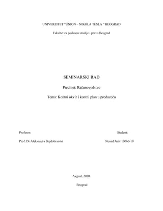 Kontni okvir i kontni plan