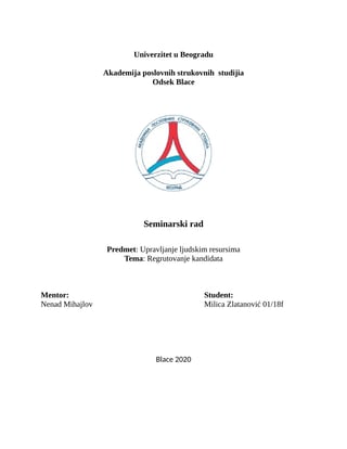 Regrutovanje kandidata