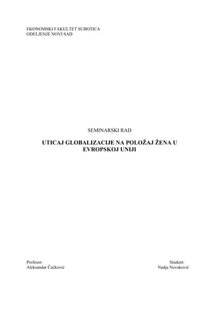 Uticaj globalizacije na položaj žena u EU