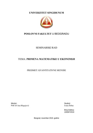 Primena matematike u ekonomiji