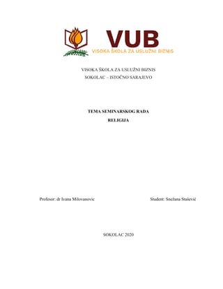 Religija: seminarski rad