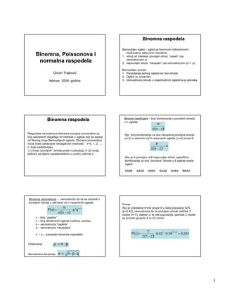 Binomna,Poissonova i normalna raspodela