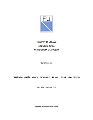 Društvene mreže i njihov uticaj na e-upravu u Bosni i Hercegovini
