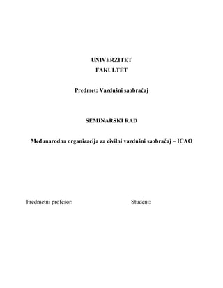 Međunarodna organizacija za civilni vazdušni saobraćaj – ICAO
