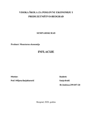 Inflacija: pojam, vrste, uzroci, posledice i mere za borbu protiv inflacije