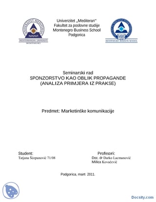 Sponzorstvo kao oblik propagande