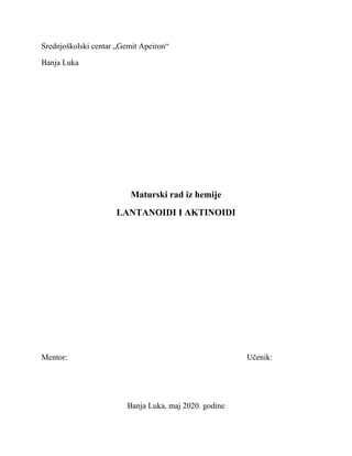 Lantanoidi i aktinoidi