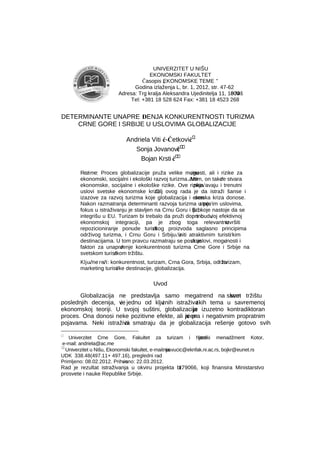 Determinante unapredjenja konkurentnosti turizma