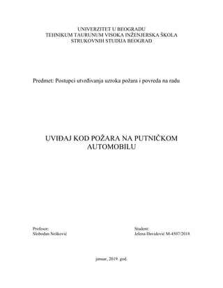 Uviđaj kod požara na putničkom automobilu